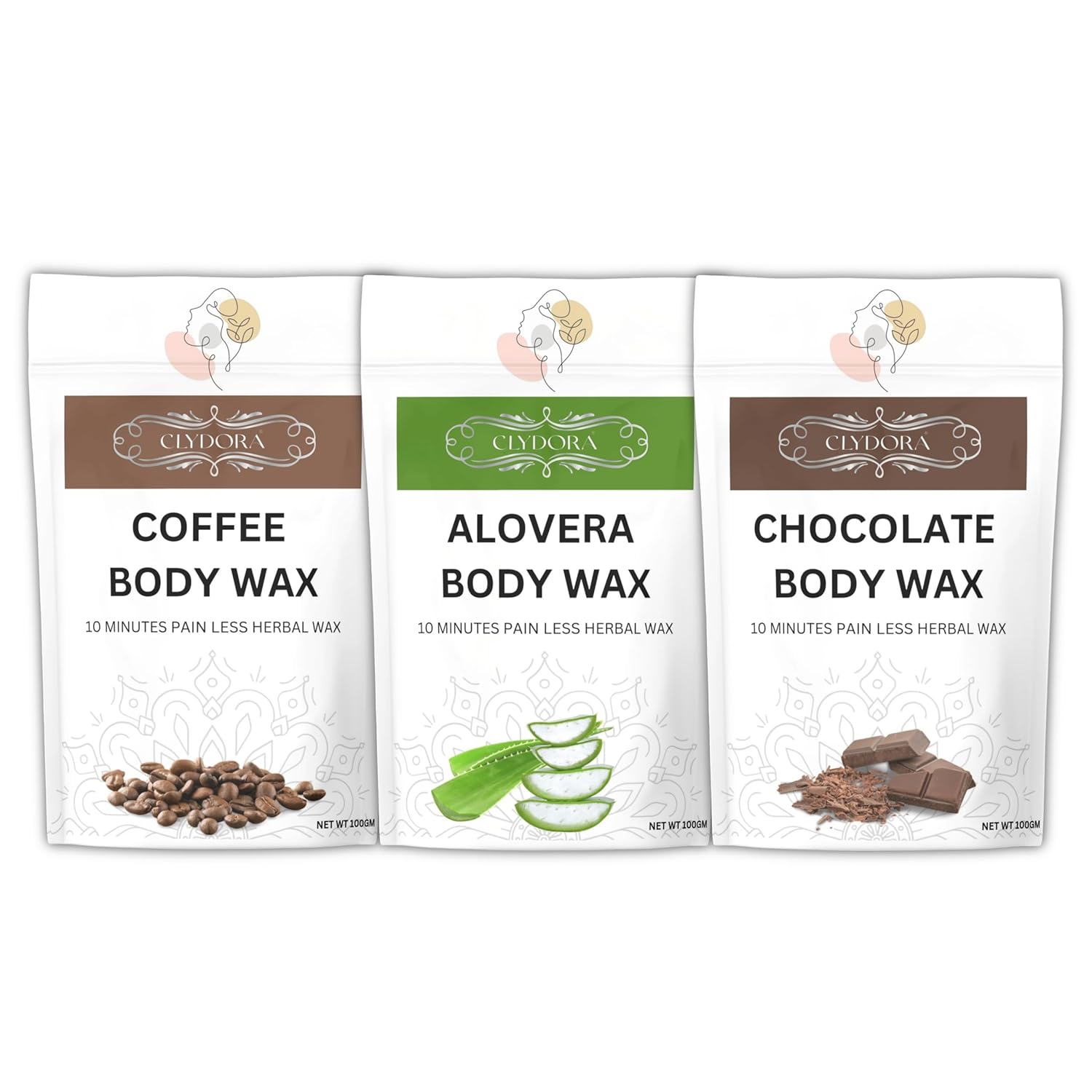 Wax Powder for Women Combo Pack | Coffee, Chocolate and Aloevera Painless Herbal Hair Removal Powder